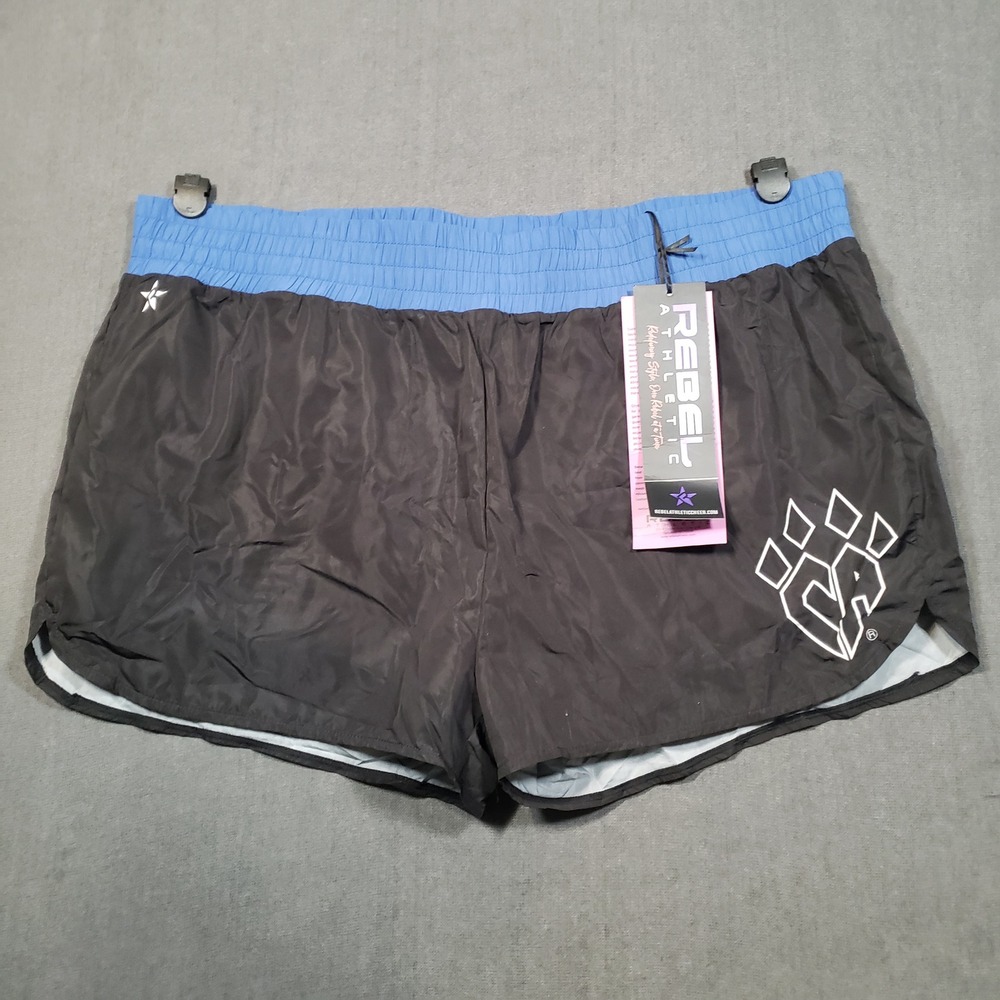 Rebel Athletic Shorts Adult 5XL Black Blue Cheer Practice Performance NWT